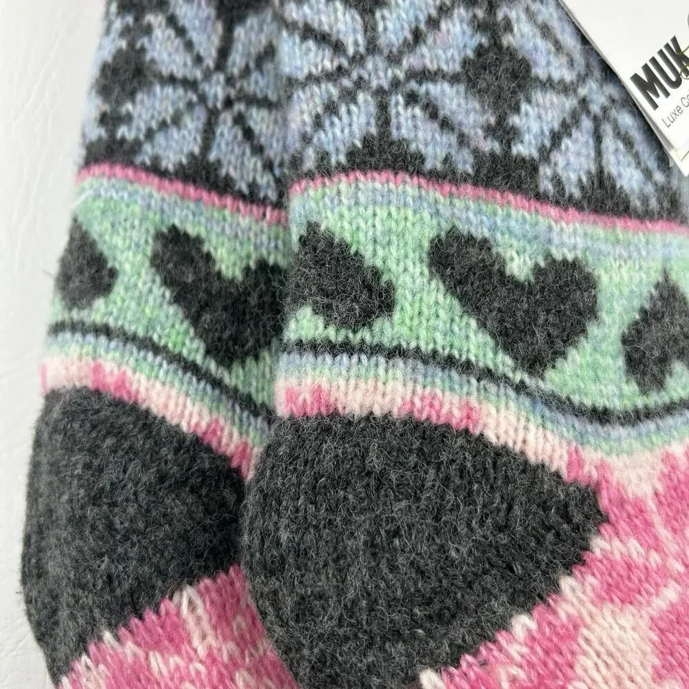 MUK LUKS Luxe Collection Cottage Socks Womens 6-10 Non Slip NWT
